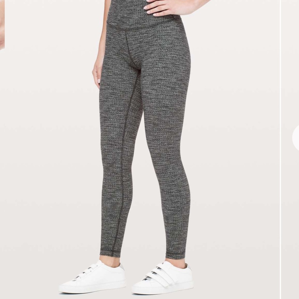 Lululemon Wunder Under high waisted full length Gray knit Leggings size 8 - Picture 2 of 9